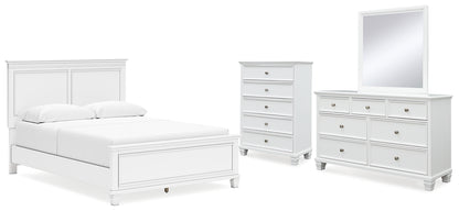 Fortman  Panel Bed With Mirrored Dresser And Chest