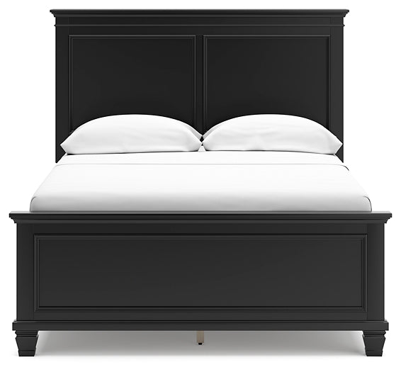 Lanolee  Panel Bed With Mirrored Dresser, Chest And Nightstand