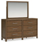 Cabalynn California  Upholstered Bed With Mirrored Dresser, Chest And Nightstand