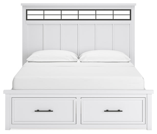 Ashbryn California  Panel Storage Bed With Mirrored Dresser, Chest And Nightstand