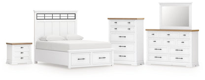 Ashbryn  Panel Storage Bed With Mirrored Dresser, Chest And Nightstand