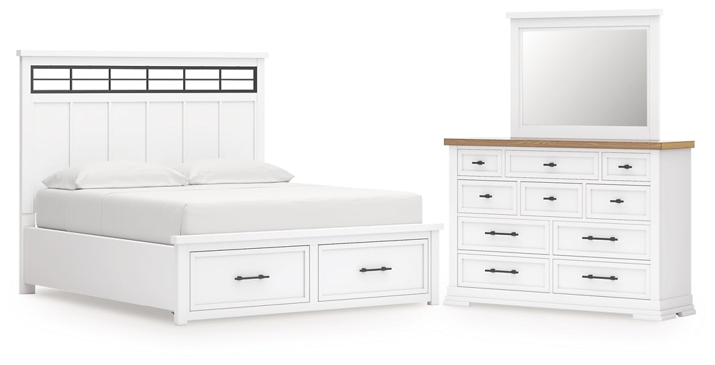 Ashbryn California  Panel Storage Bed With Mirrored Dresser
