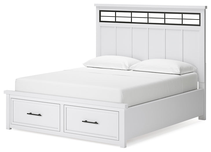 Ashbryn California  Panel Storage Bed With Mirrored Dresser And Nightstand
