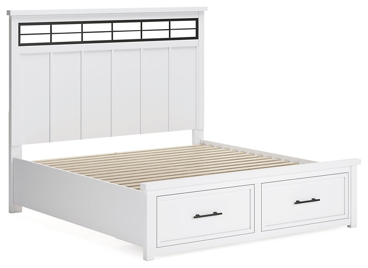 Ashbryn  Panel Storage Bed With Mirrored Dresser And Chest