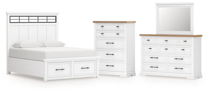 Ashbryn  Panel Storage Bed With Mirrored Dresser And Chest