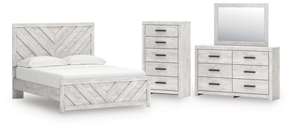 Cayboni  Panel Bed With Mirrored Dresser And Chest