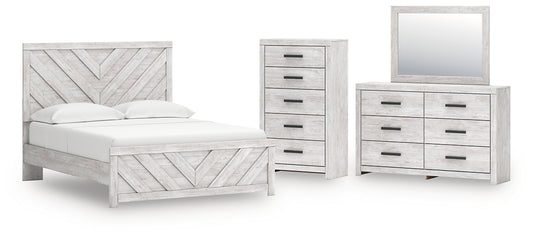 Cayboni  Panel Bed With Mirrored Dresser And Chest