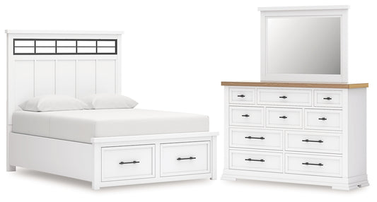 Ashbryn  Panel Storage Bed With Mirrored Dresser