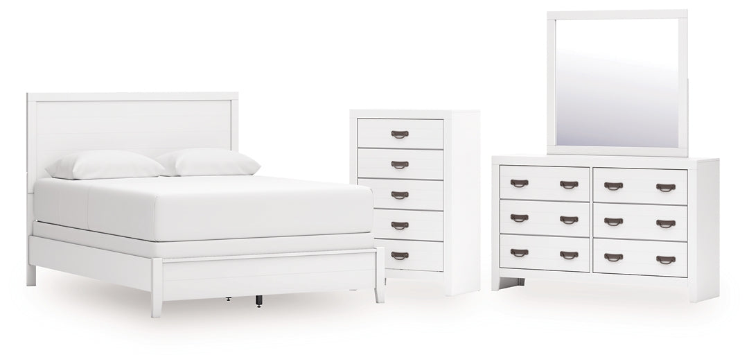 Binterglen  Panel Bed With Mirrored Dresser And Chest