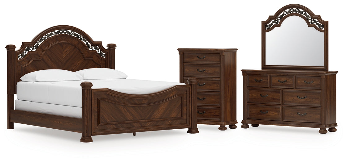 Lavinton California  Poster Bed With Mirrored Dresser And Chest