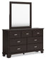 Covetown California  Panel Bed With Mirrored Dresser, Chest And Nightstand