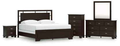 Covetown California  Panel Bed With Mirrored Dresser, Chest And Nightstand