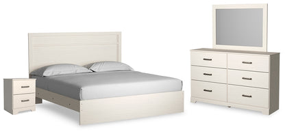 Stelsie  Panel Bed With Mirrored Dresser And Nightstand
