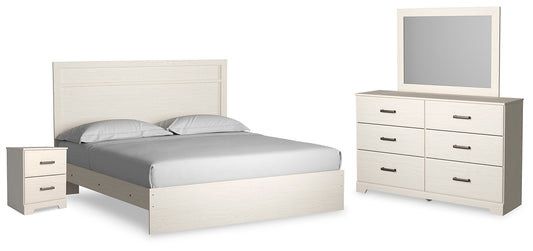 Stelsie  Panel Bed With Mirrored Dresser And Nightstand
