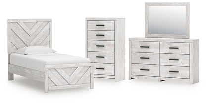 Cayboni  Panel Bed With Mirrored Dresser And Chest