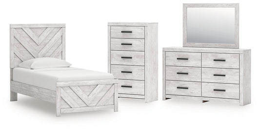 Cayboni  Panel Bed With Mirrored Dresser And Chest
