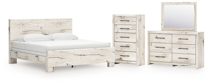 Lawroy  Panel Bed With Mirrored Dresser And Chest