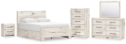 Lawroy  Panel Bed With Mirrored Dresser, Chest And Nightstand
