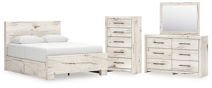 Lawroy  Panel Bed With Mirrored Dresser And Chest