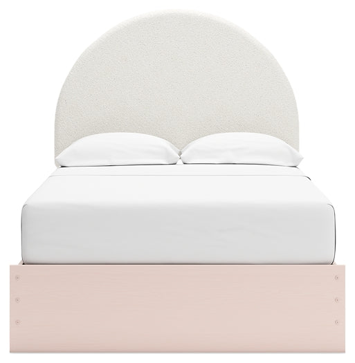 Wistenpine  Upholstered Panel Bed With Mirrored Dresser And Chest