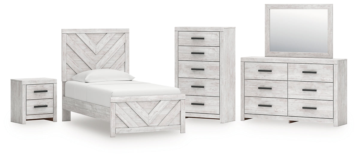 Cayboni  Panel Bed With Mirrored Dresser, Chest And Nightstand