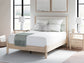 Cadmori  Upholstered Panel Bed With Mirrored Dresser And Chest