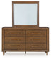 Lyncott California  Upholstered Bed With Mirrored Dresser, Chest And Nightstand
