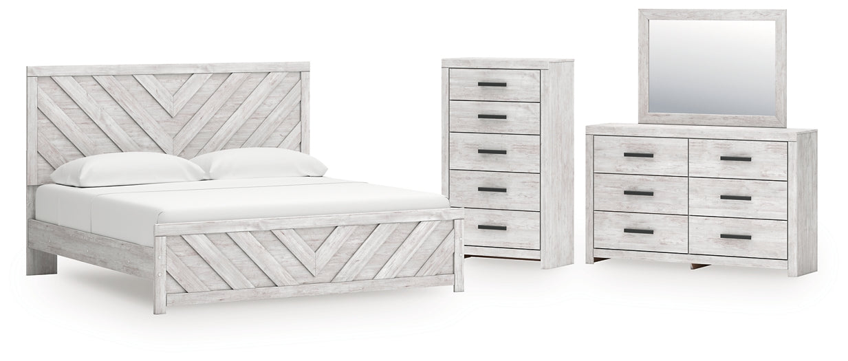 Cayboni  Panel Bed With Mirrored Dresser And Chest