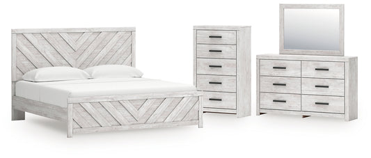 Cayboni  Panel Bed With Mirrored Dresser And Chest