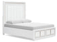 Chalanna  Upholstered Storage Bed With Mirrored Dresser And Chest