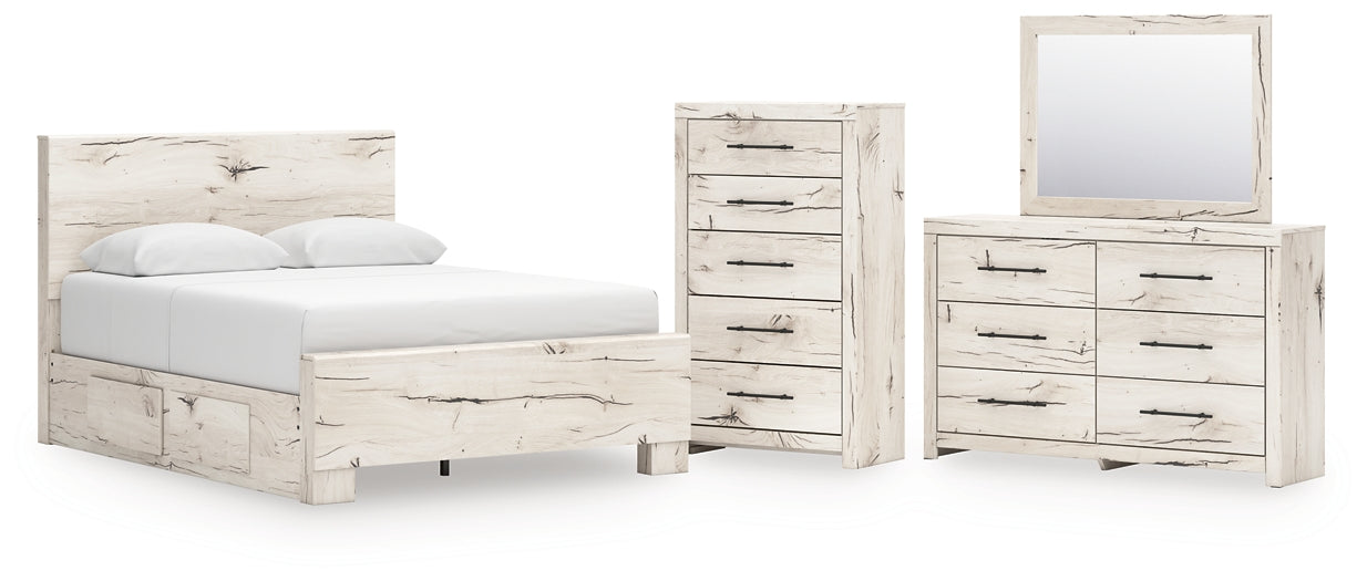 Lawroy  Panel Bed With Mirrored Dresser And Chest