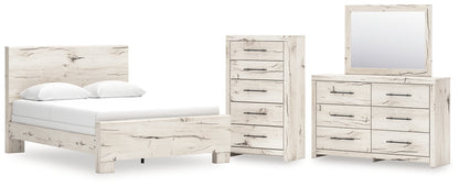 Lawroy  Panel Bed With Mirrored Dresser And Chest