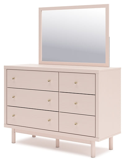 Wistenpine  Upholstered Panel Headboard With Mirrored Dresser And Chest