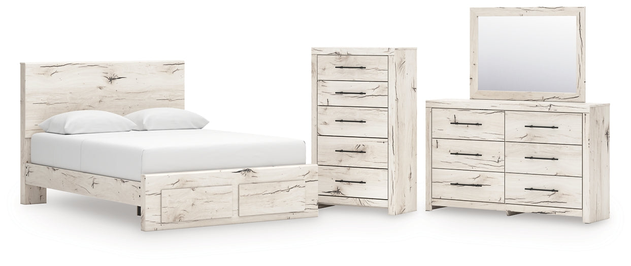 Lawroy  Panel Storage Bed With Mirrored Dresser And Chest