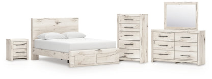 Lawroy  Panel Storage Bed With Mirrored Dresser, Chest And Nightstand