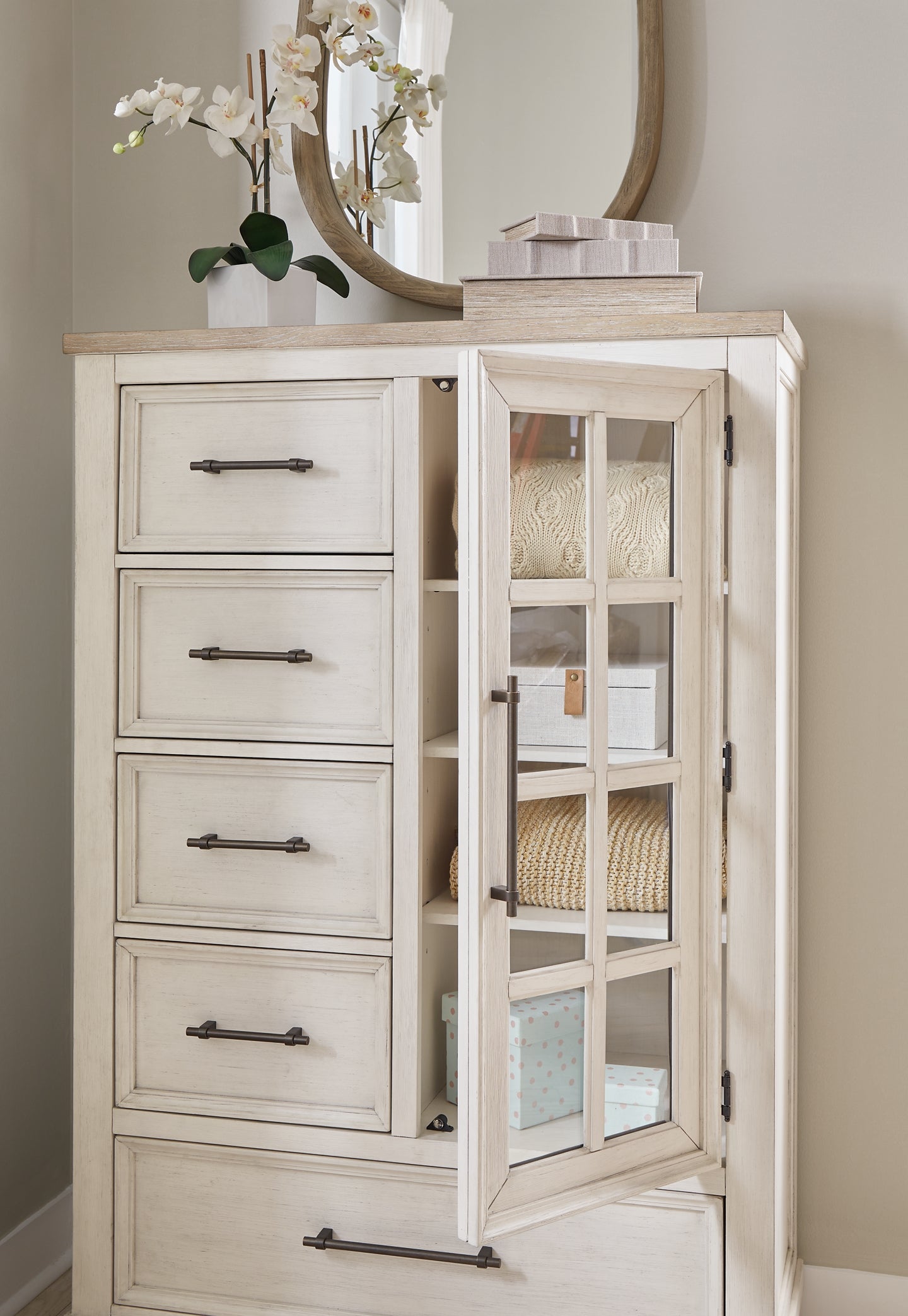 Shaybrock  Panel Bed With Mirrored Dresser And Chest