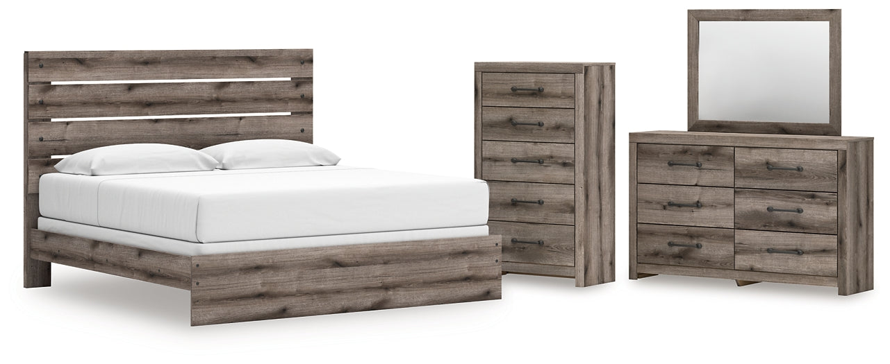 Graystorm  Panel Bed With Mirrored Dresser And Chest