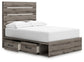 Graystorm  Panel Bed With Storage With Mirrored Dresser And Nightstand