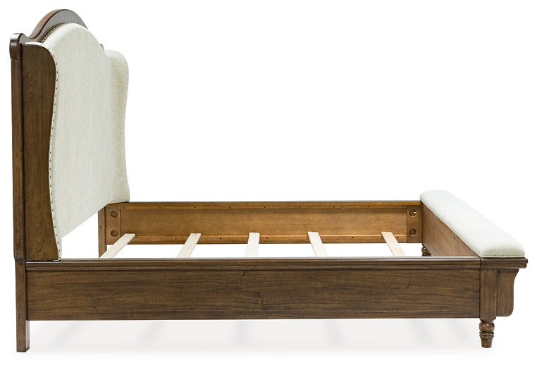 Sturlayne California  Upholstered Panel Bed With Mirrored Dresser