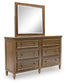 Sturlayne California  Upholstered Panel Bed With Mirrored Dresser, Chest And Nightstand