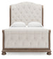 Ardenfield  Upholstered Sleigh Bed With Mirrored Dresser And Chest