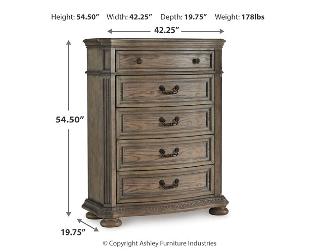 Ardenfield  Upholstered Sleigh Bed With Mirrored Dresser And Chest