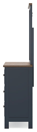 Landocken  Panel Headboard With Mirrored Dresser