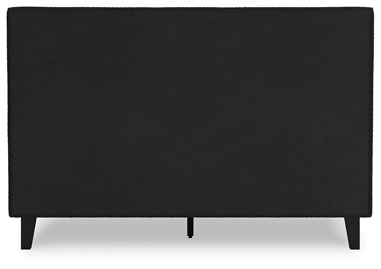 Cadmori  Upholstered Bed With Mirrored Dresser