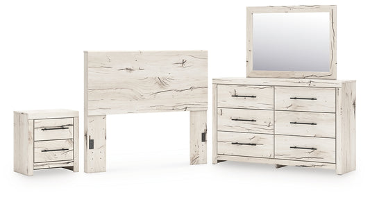 Lawroy  Panel Headboard With Mirrored Dresser And Nightstand