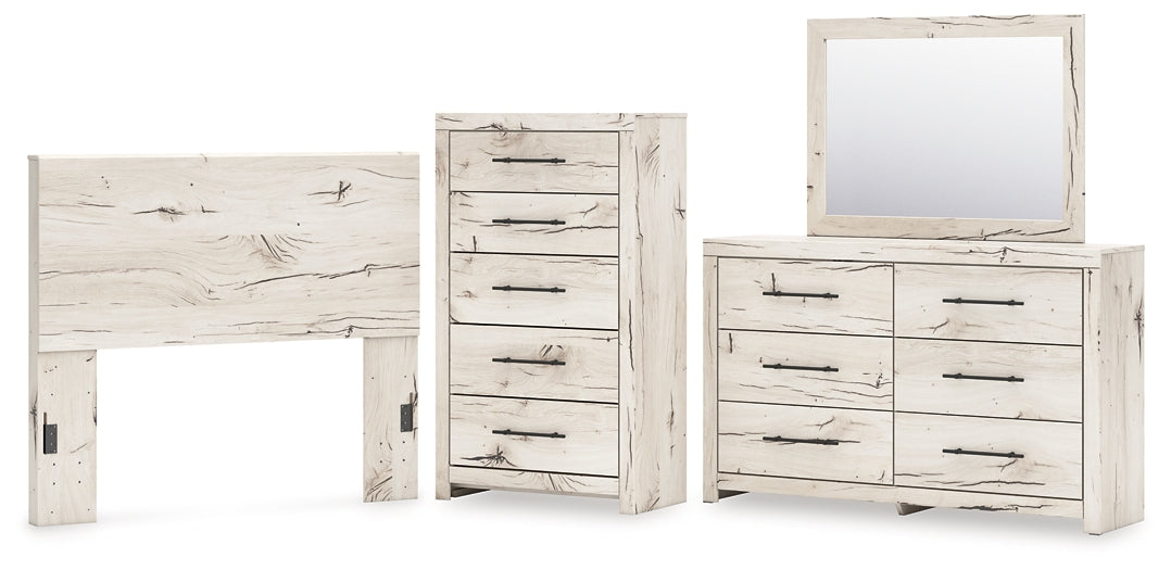 Lawroy  Panel Headboard With Mirrored Dresser And Chest