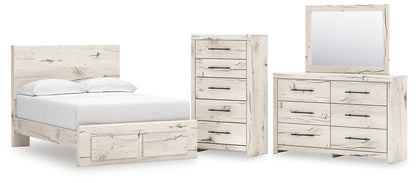 Lawroy  Panel Storage Bed With Mirrored Dresser And Chest