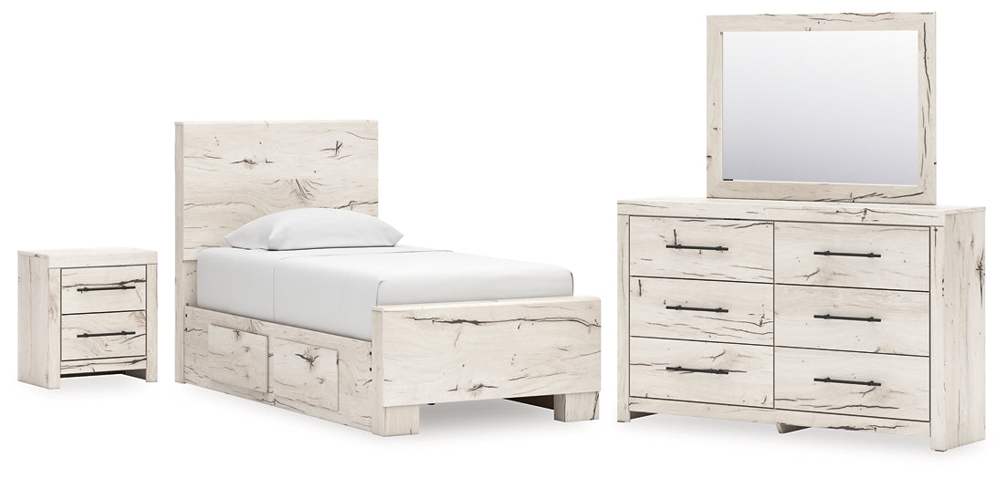 Lawroy  Panel Bed With Mirrored Dresser And Nightstand