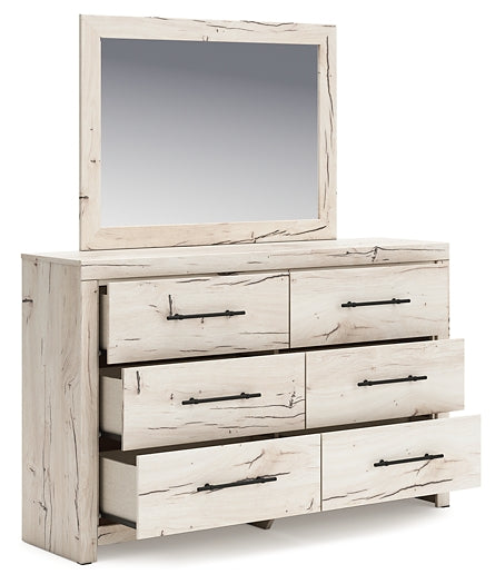 Lawroy  Panel Bed With Storage With Mirrored Dresser And Chest
