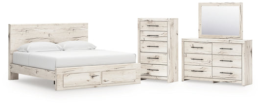 Lawroy  Panel Storage Bed With Mirrored Dresser And Chest